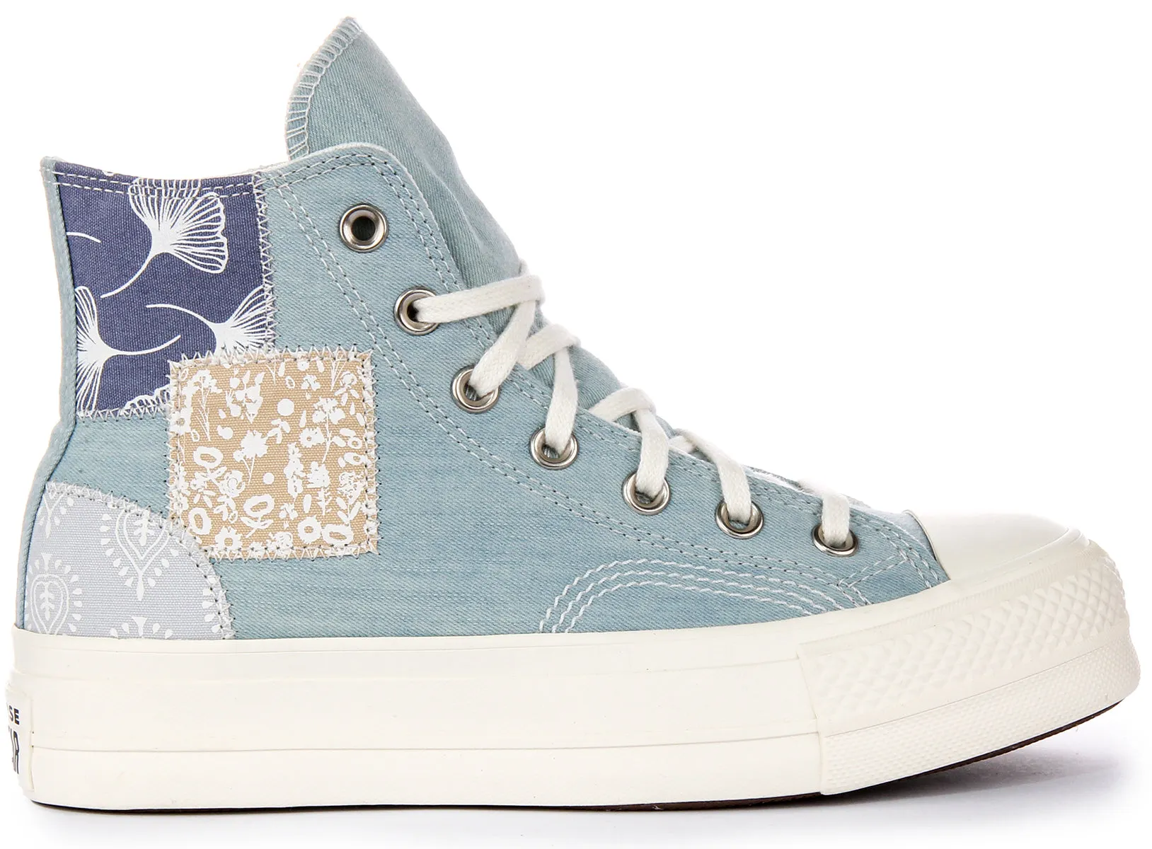 Converse All Star Lift Hi A06821C In Blue Patchwork