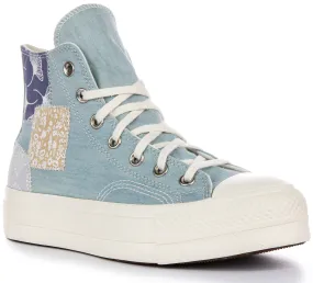 Converse All Star Lift Hi A06821C In Blue Patchwork