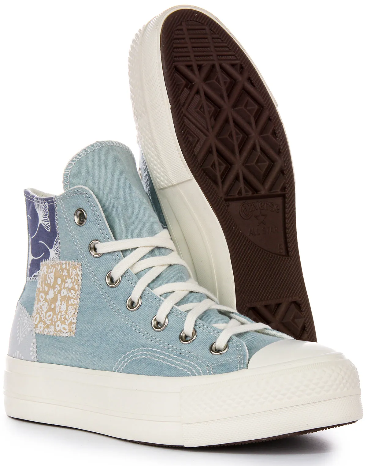 Converse All Star Lift Hi A06821C In Blue Patchwork