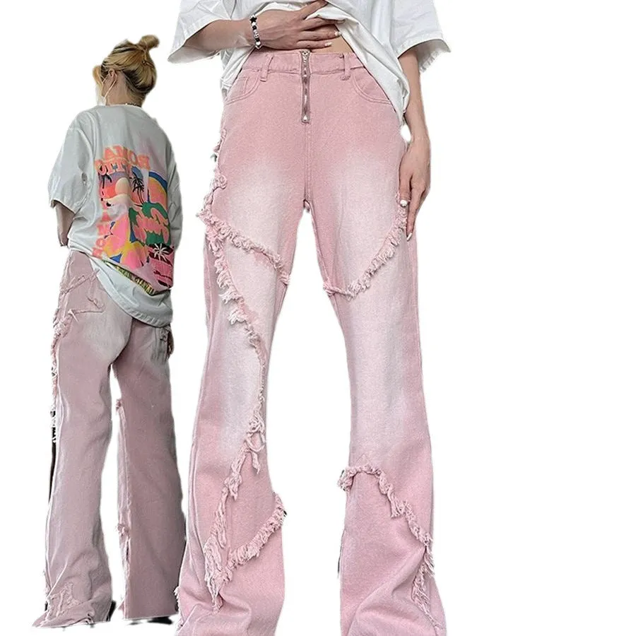 Coral Reef Distressed Denim Jeans