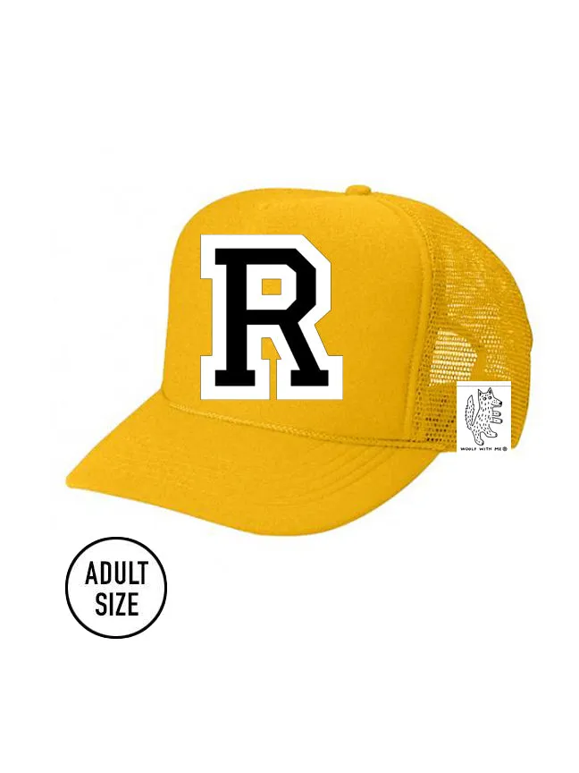 Custom Initial Letter (A-Z) Adult Trucker Hat (Gold)