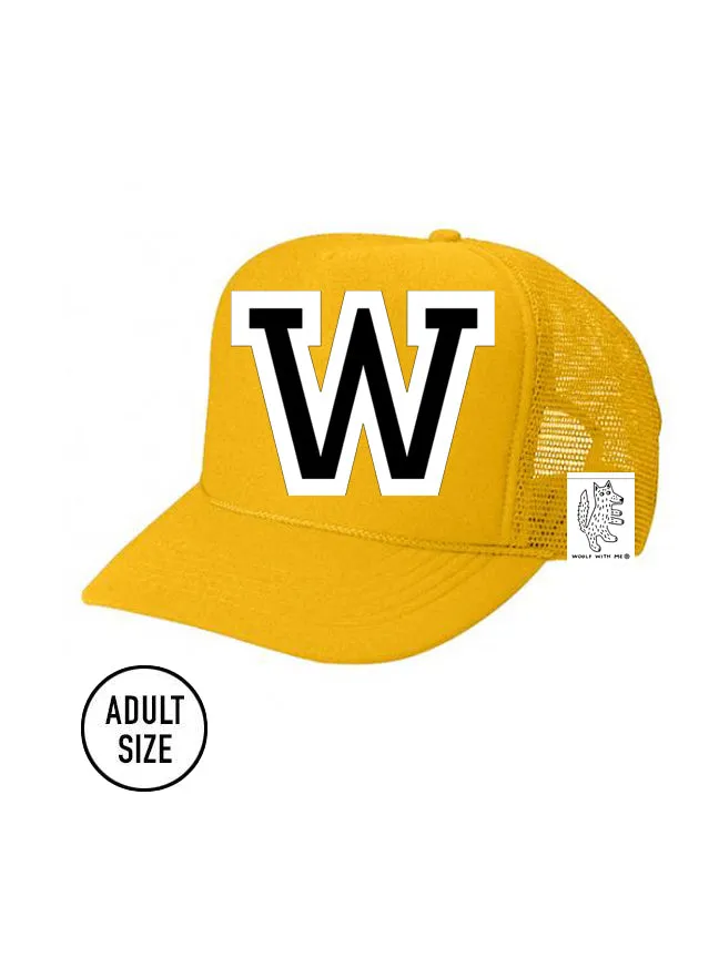 Custom Initial Letter (A-Z) Adult Trucker Hat (Gold)