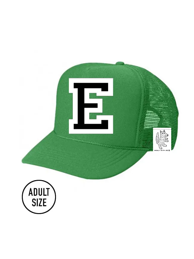 Custom Initial Letter (A-Z) Adult Trucker Hat (Green)