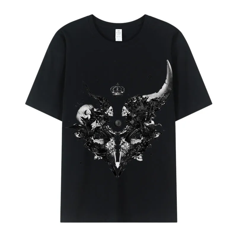 Demon Horns Cotton Skull T-shirt