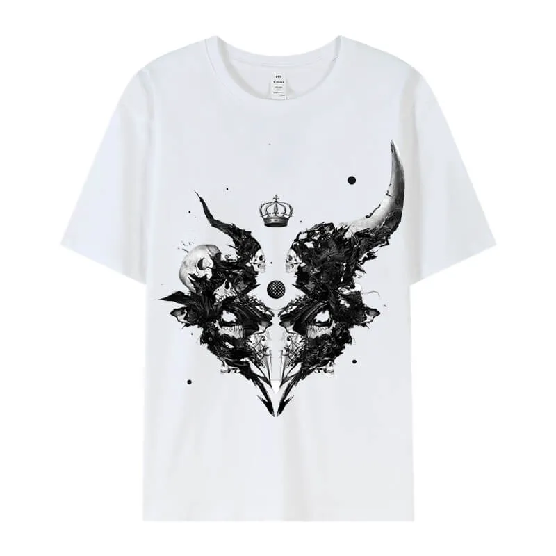 Demon Horns Cotton Skull T-shirt