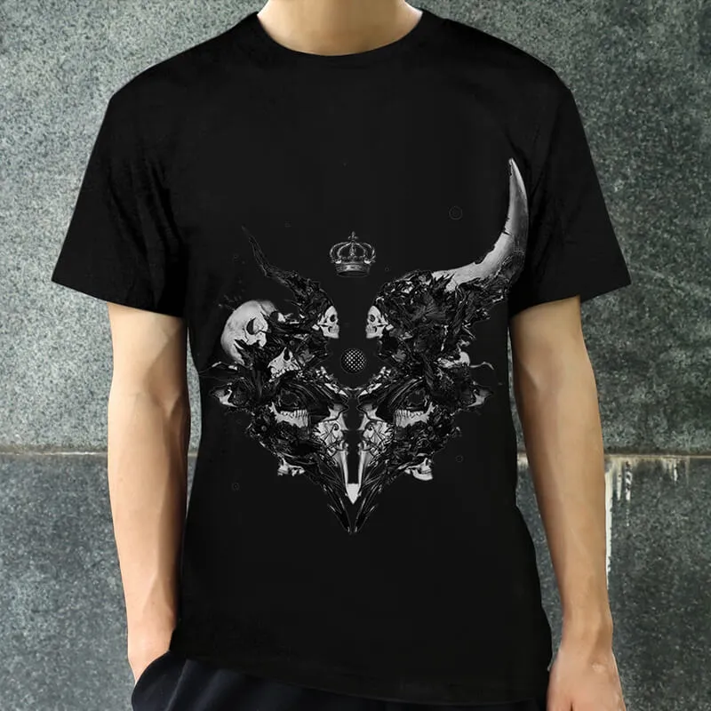 Demon Horns Cotton Skull T-shirt