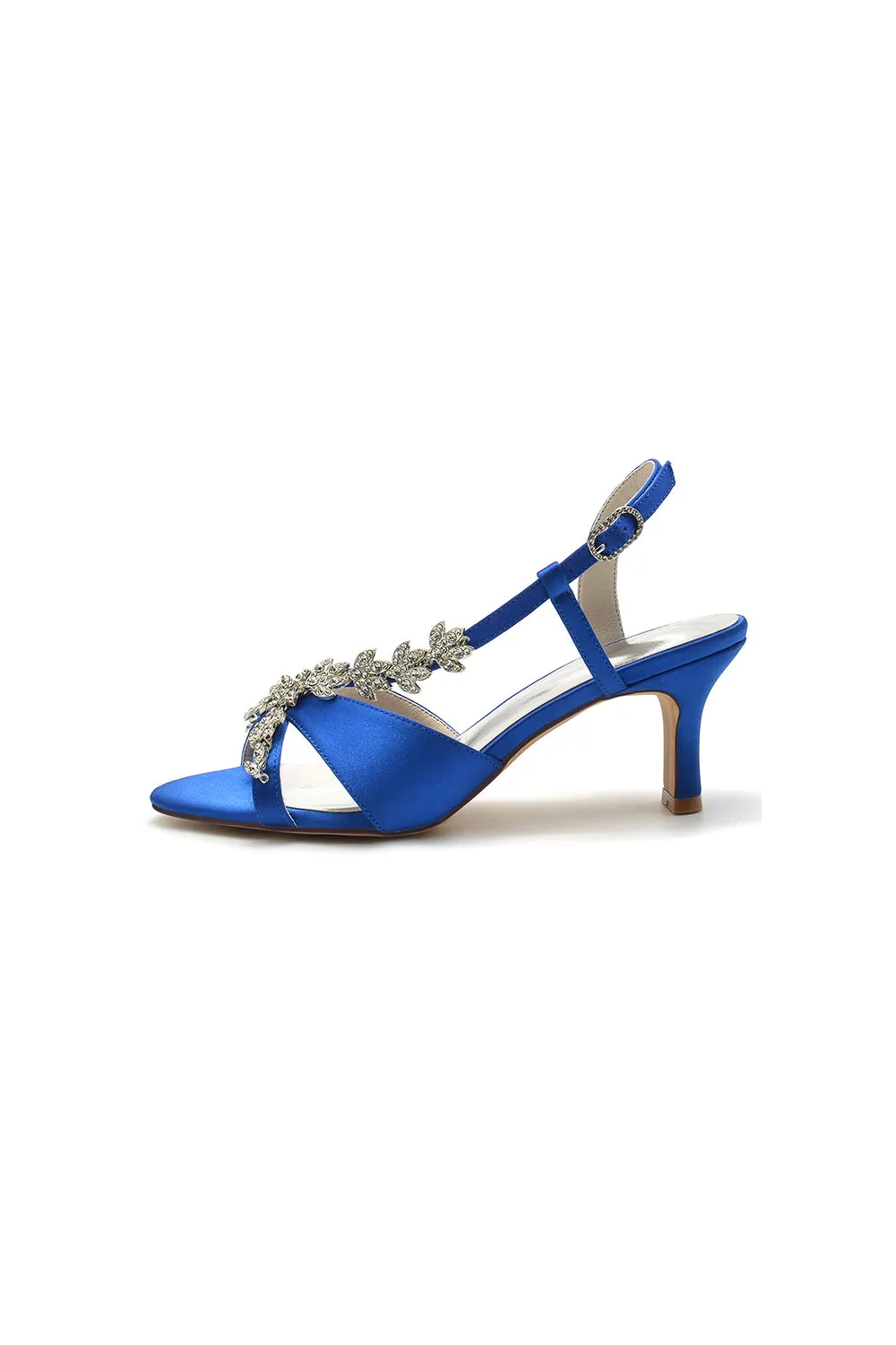 Elegant Royal Blue High Heel Sandals with Gold Ornament