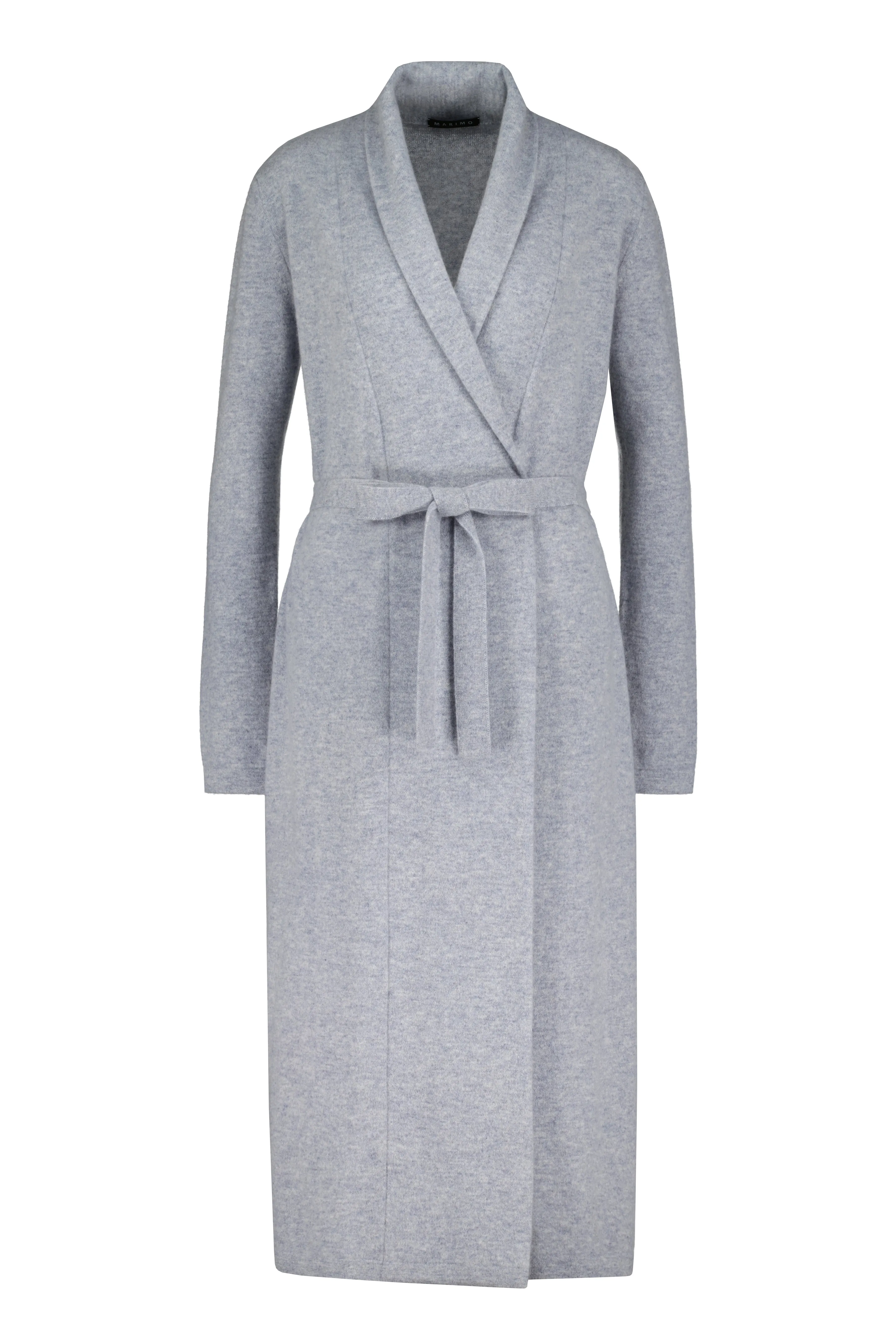 ELEOCHARIS LONG BLUEISH-GRAY CASHMERE CARDIGAN WITH BELT