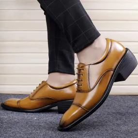 Fashionable Tan Casual And Formal Office Wear Lace-Up Shoes-JonasParamount