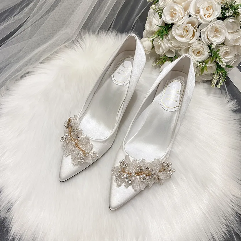 Funki Buys | Shoes | Women's Pearl French Wedding Shoes