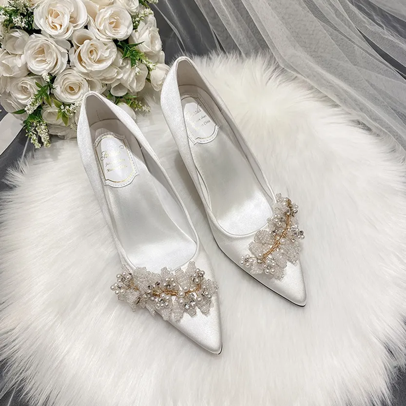 Funki Buys | Shoes | Women's Pearl French Wedding Shoes