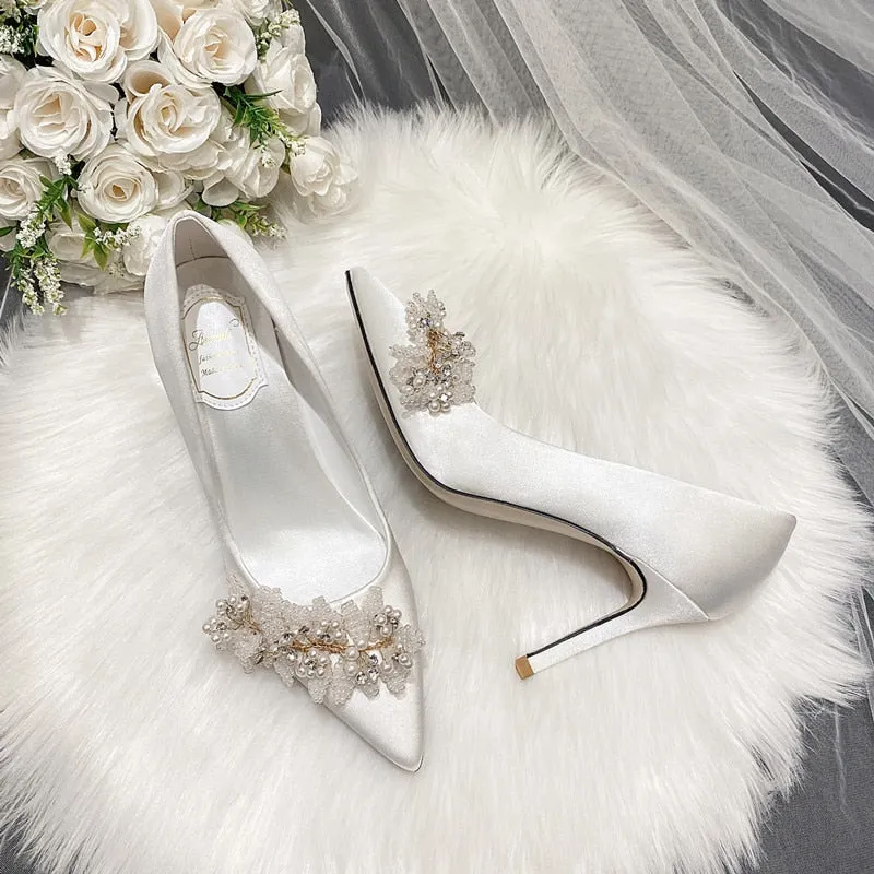 Funki Buys | Shoes | Women's Pearl French Wedding Shoes