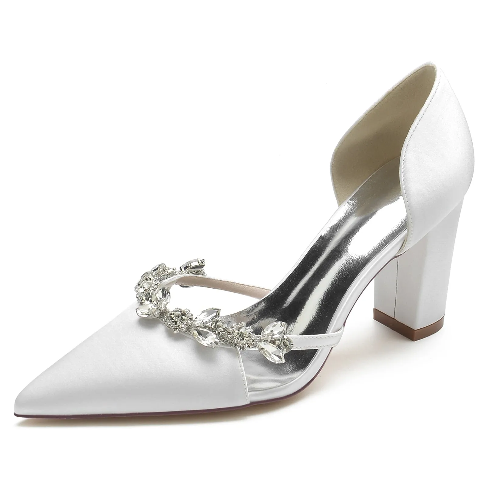 Funki Buys | Shoes | Women's Satin Crystal Block Bridal Shoes