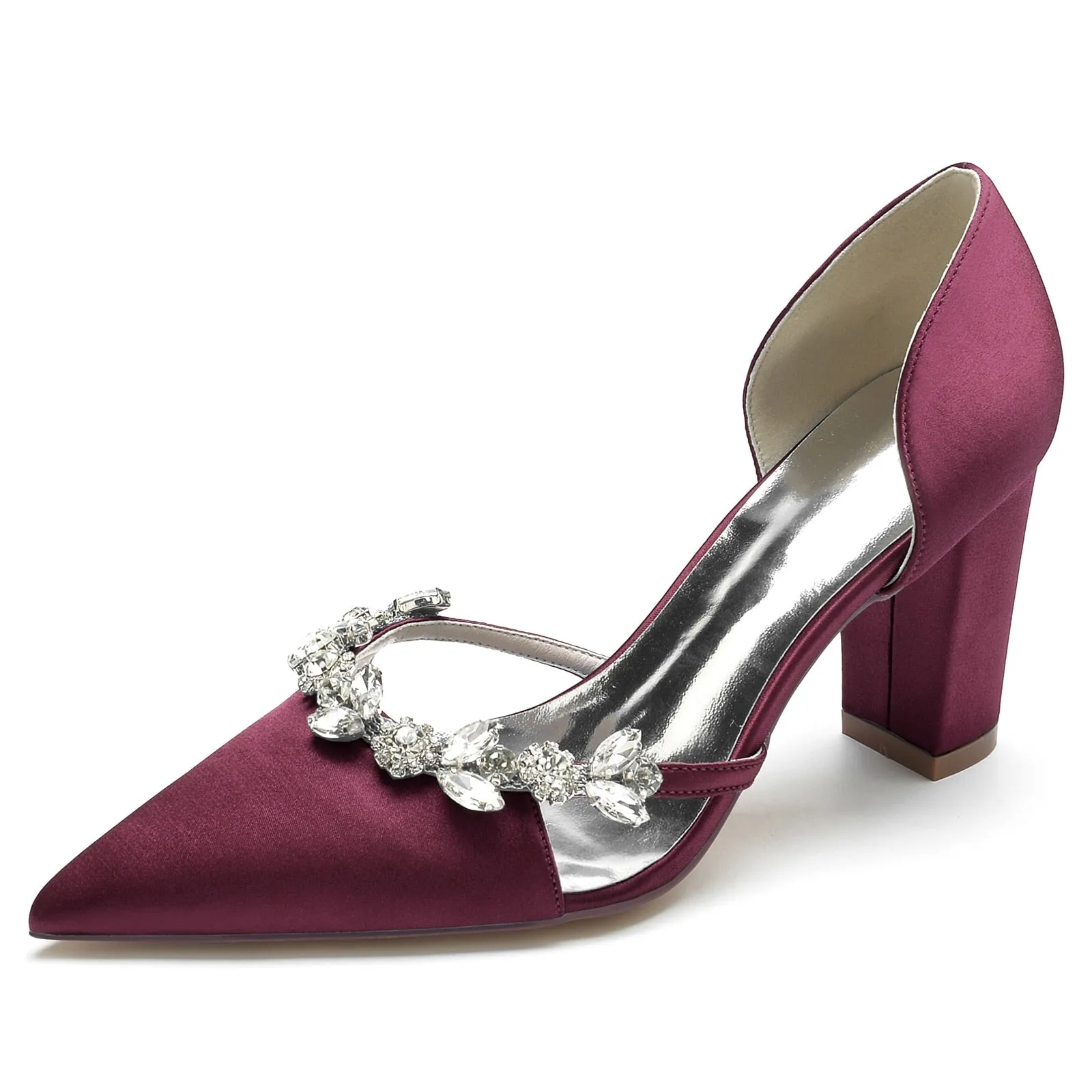 Funki Buys | Shoes | Women's Satin Crystal Block Bridal Shoes