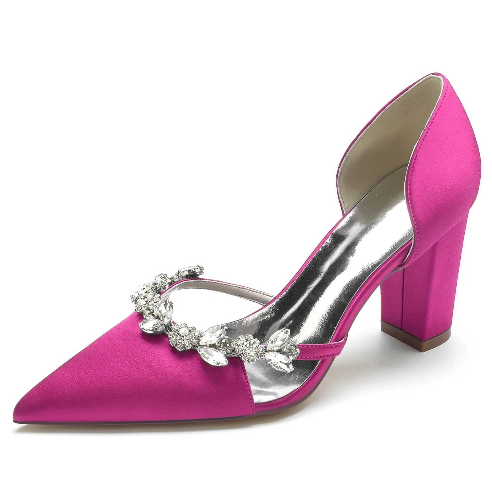 Funki Buys | Shoes | Women's Satin Crystal Block Bridal Shoes