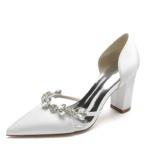 Funki Buys | Shoes | Women's Satin Crystal Block Bridal Shoes