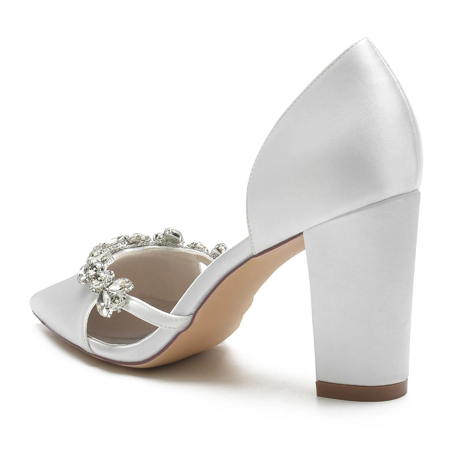 Funki Buys | Shoes | Women's Satin Crystal Block Bridal Shoes