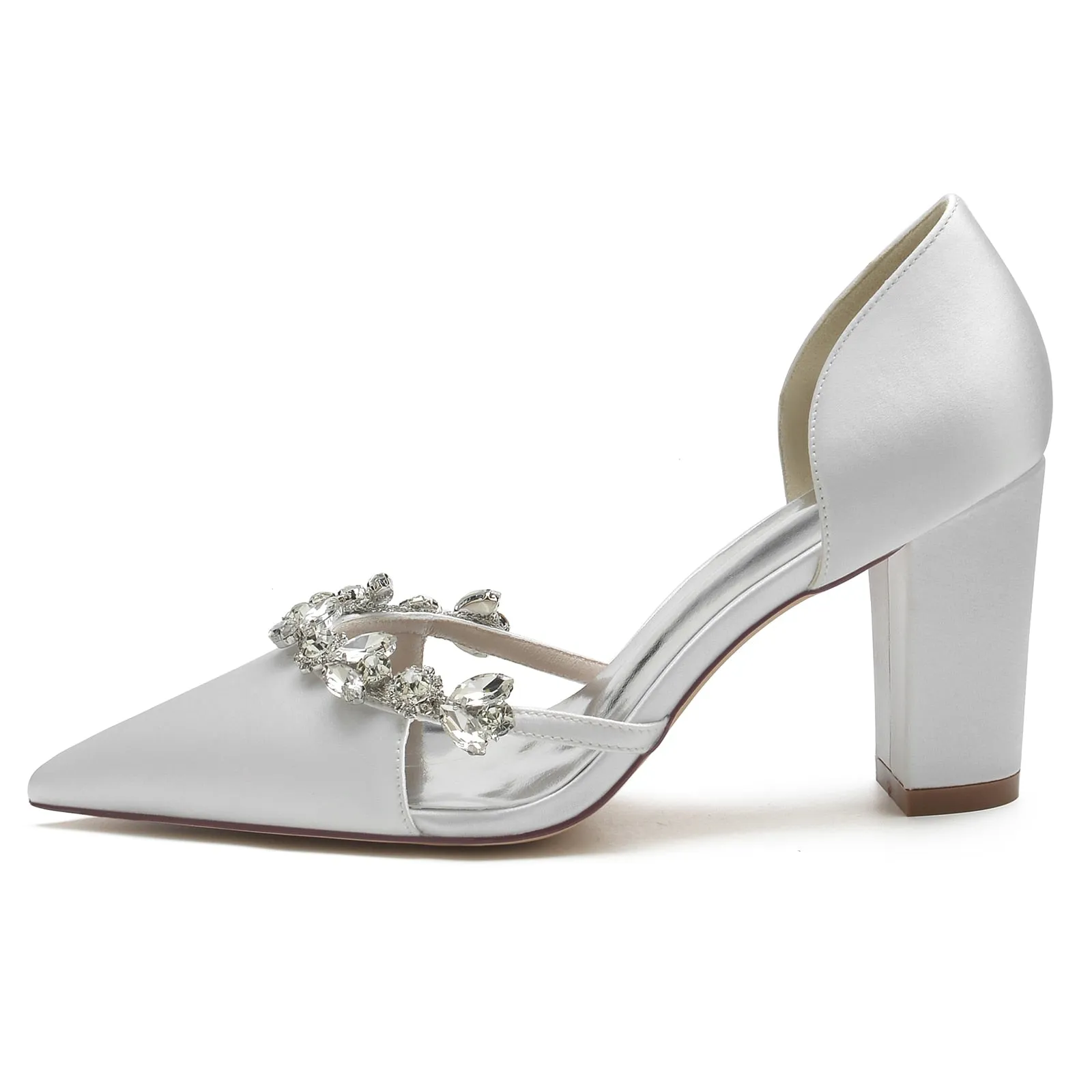 Funki Buys | Shoes | Women's Satin Crystal Block Bridal Shoes