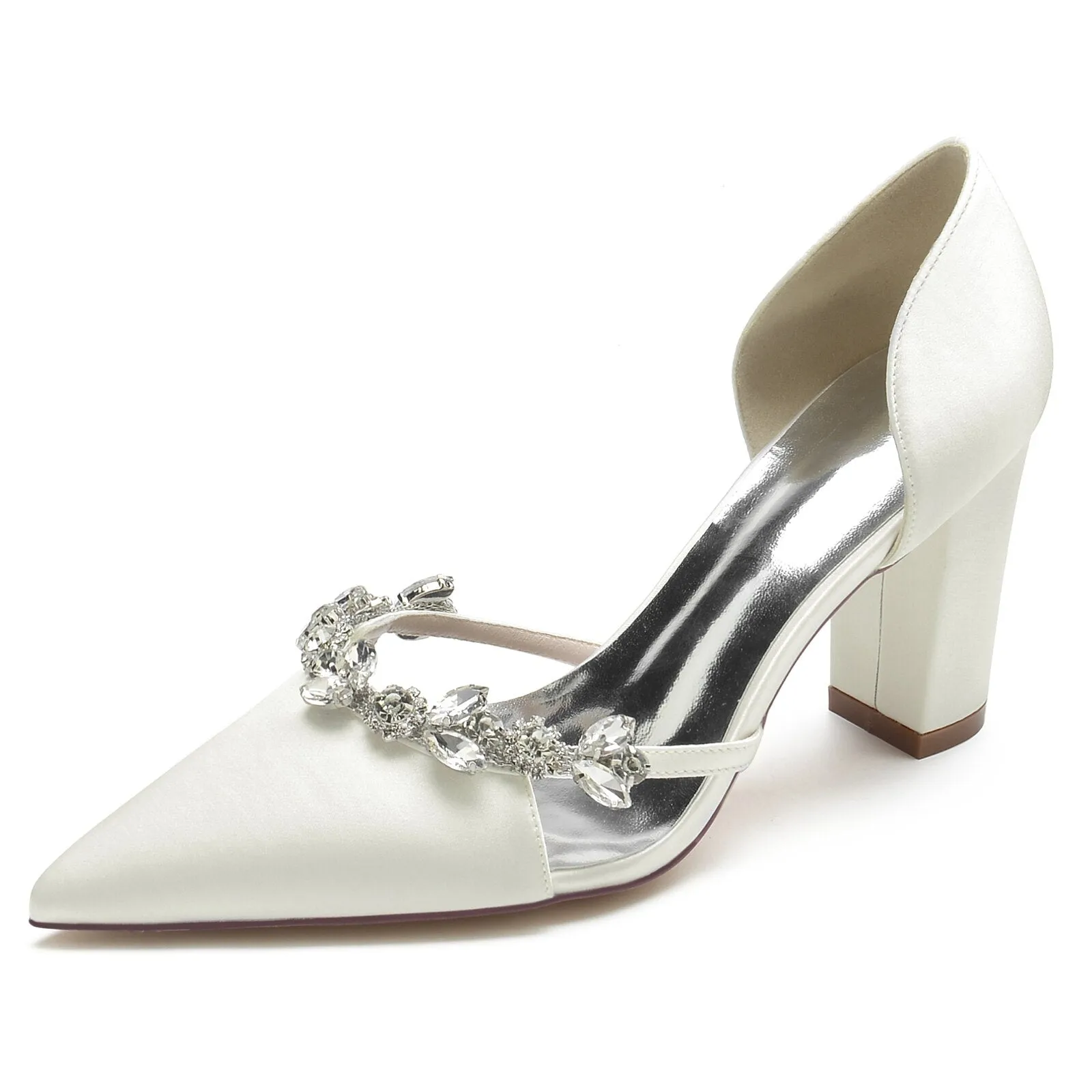 Funki Buys | Shoes | Women's Satin Crystal Block Bridal Shoes