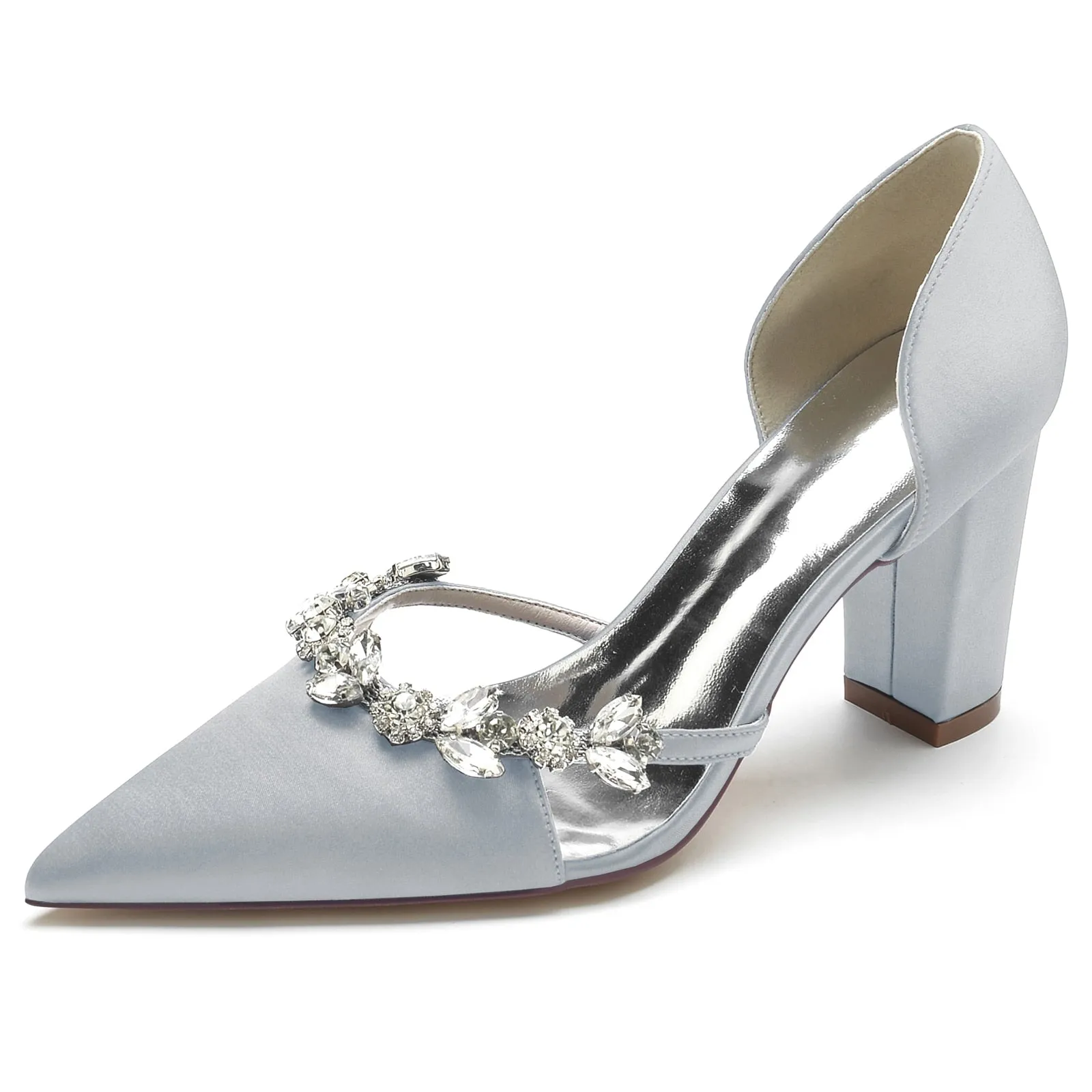 Funki Buys | Shoes | Women's Satin Crystal Block Bridal Shoes