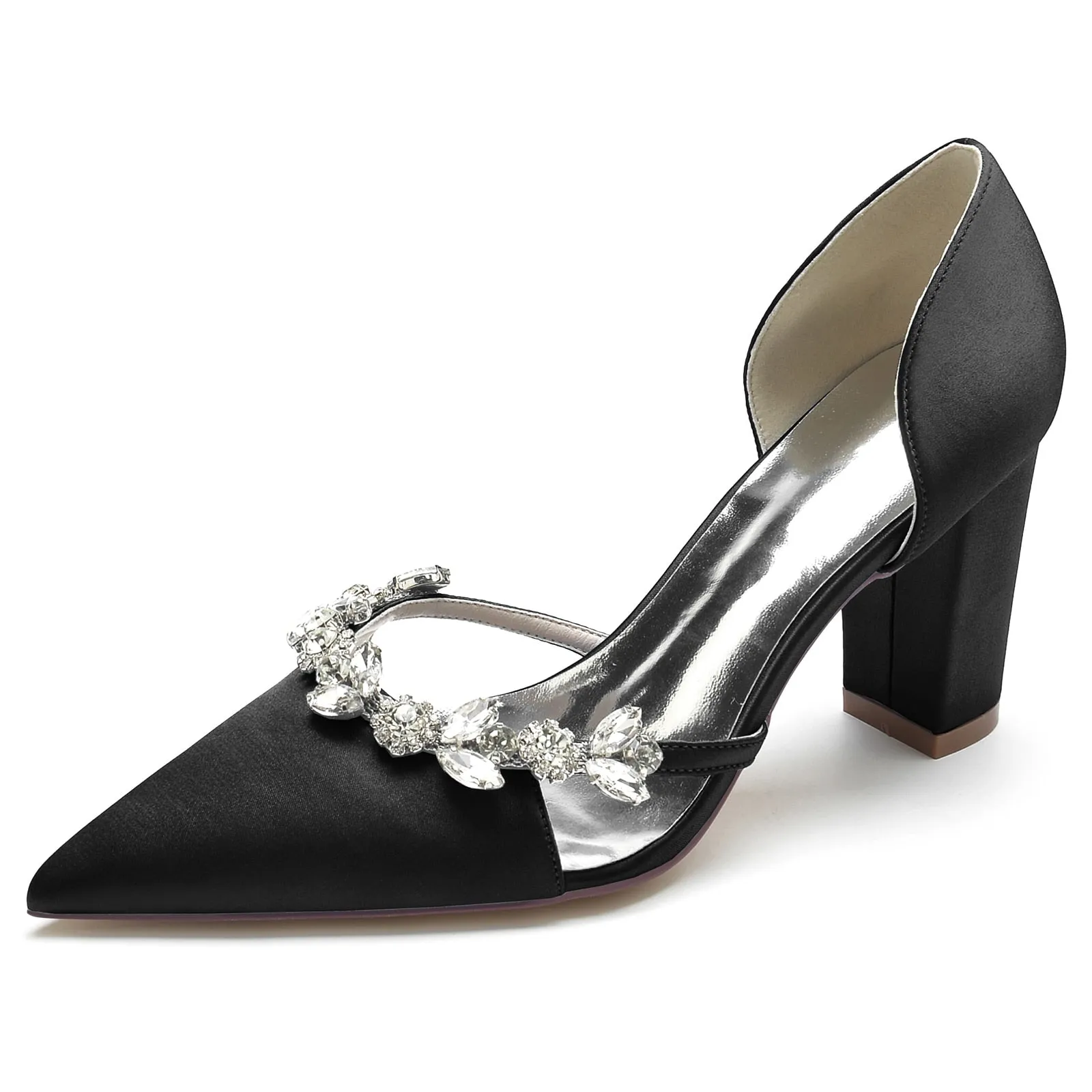 Funki Buys | Shoes | Women's Satin Crystal Block Bridal Shoes