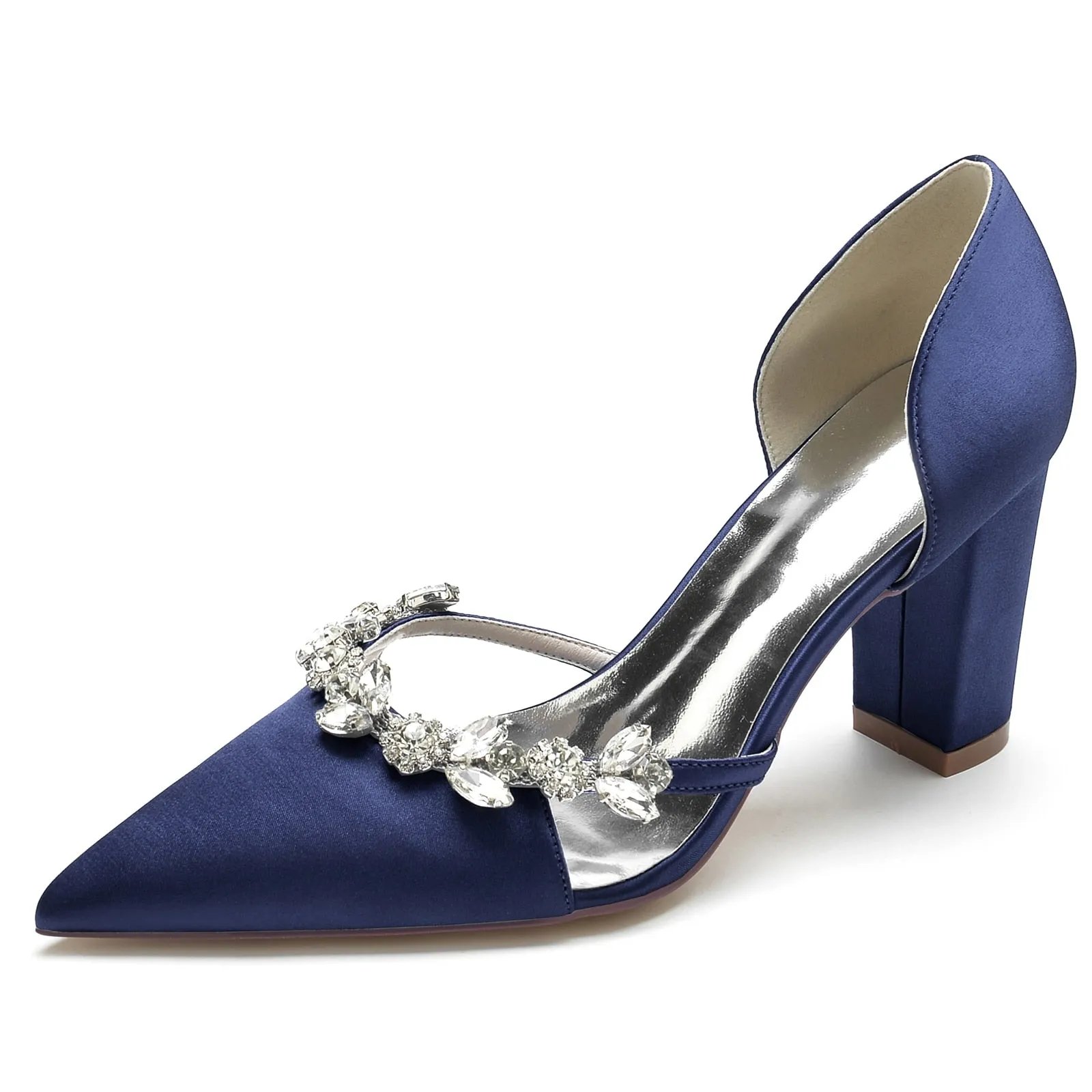 Funki Buys | Shoes | Women's Satin Crystal Block Bridal Shoes