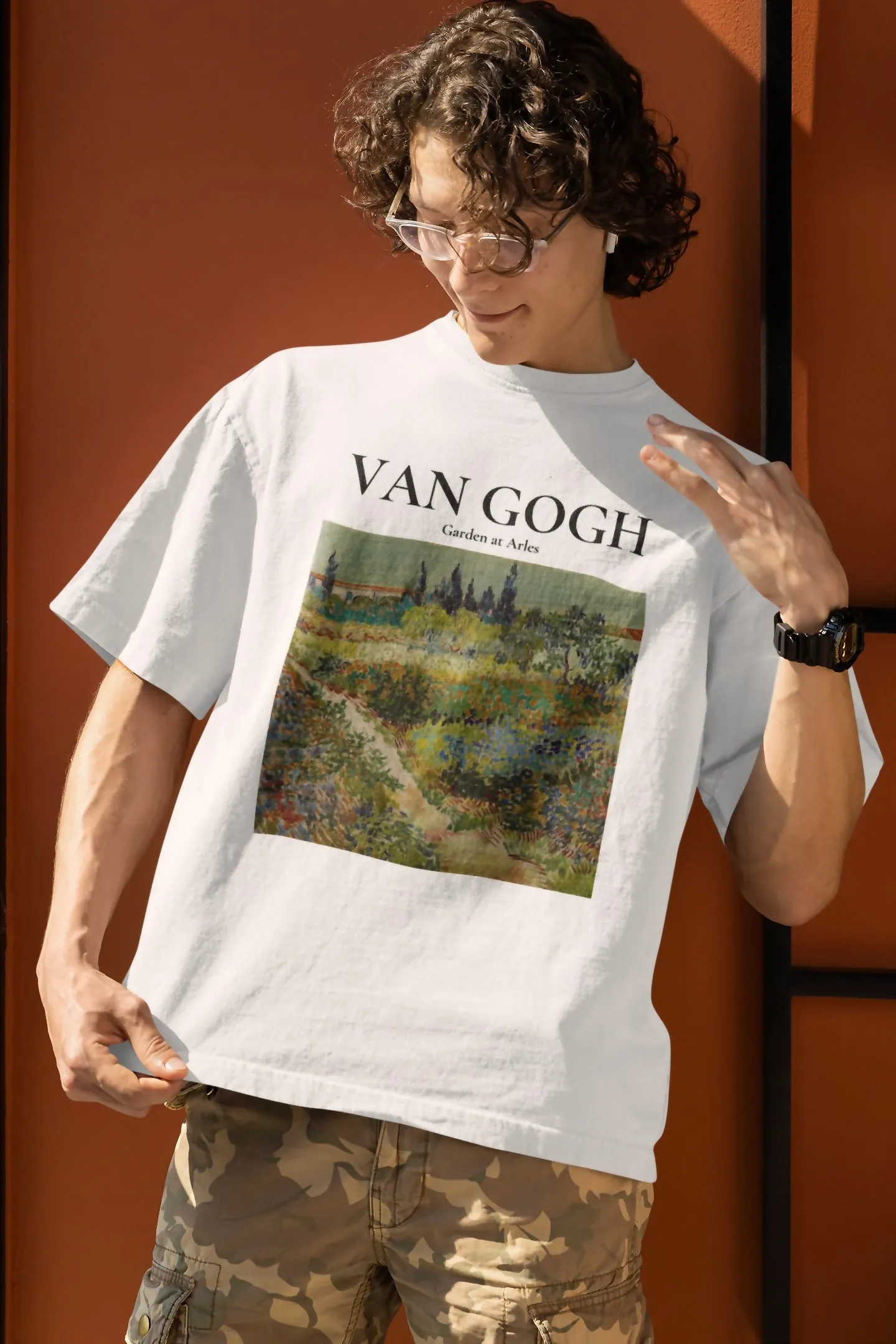 Garden at Arles (Vincent Van Gogh) Graphic Printed Unisex White Oversized T Shirt