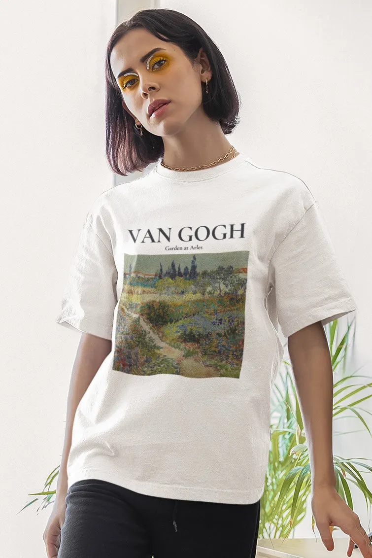 Garden at Arles (Vincent Van Gogh) Graphic Printed Unisex White Oversized T Shirt