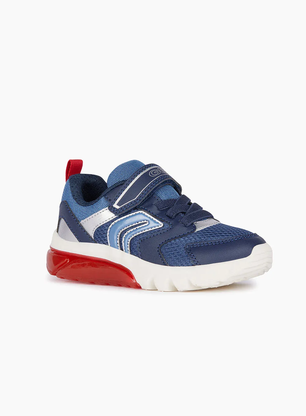 Geox Jr Ciberdron Trainers in Navy/Red