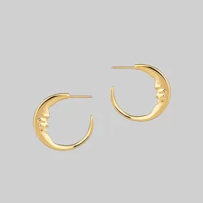 GOOD NIGHT. Man in the Moon Crescent Earrings - Gold