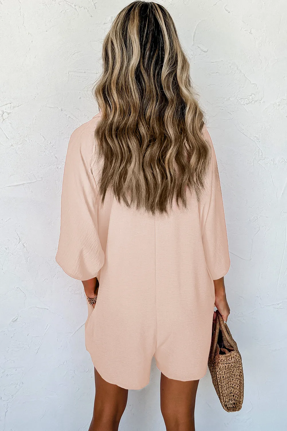 Half Button Collared Loose Romper