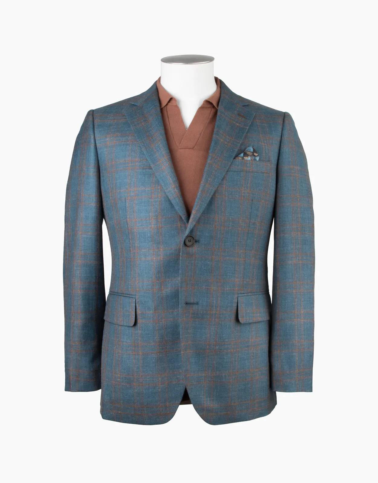 Hawker Teal Blue and Brown Check Blazer