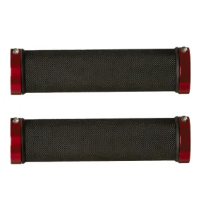 Herrmans Diamond Lock Dual Lock On MTB Grips - Black & Red - DD28