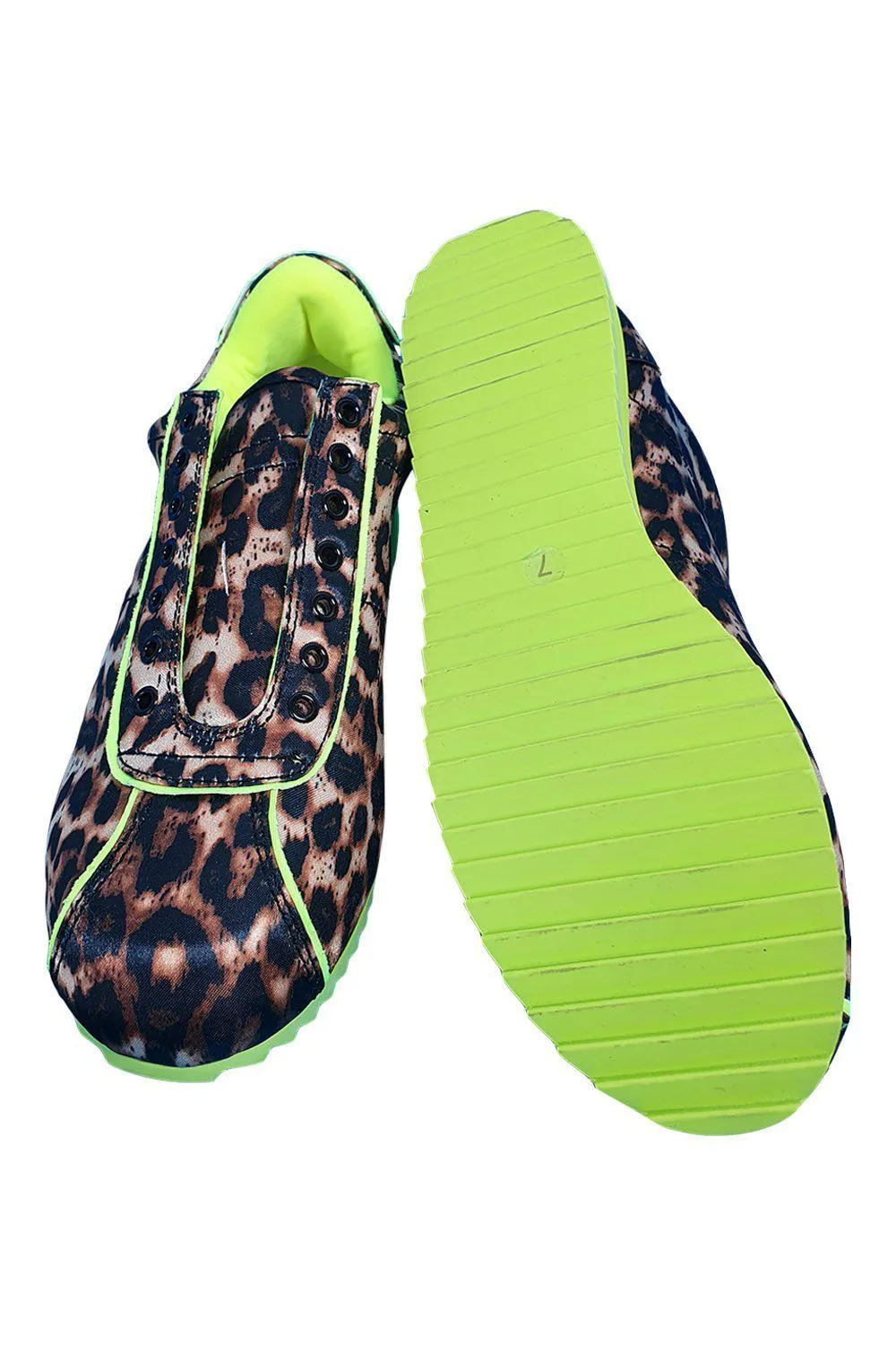 JEFFREY CAMPBELL Sprinter-b Rally Sneaker In Cheetah Satin/ Neon Yellow (US 7 | UK 4)