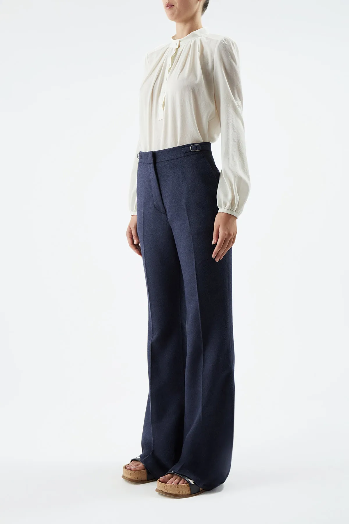 Jones Pant in Midnight Double-Face Winter Silk