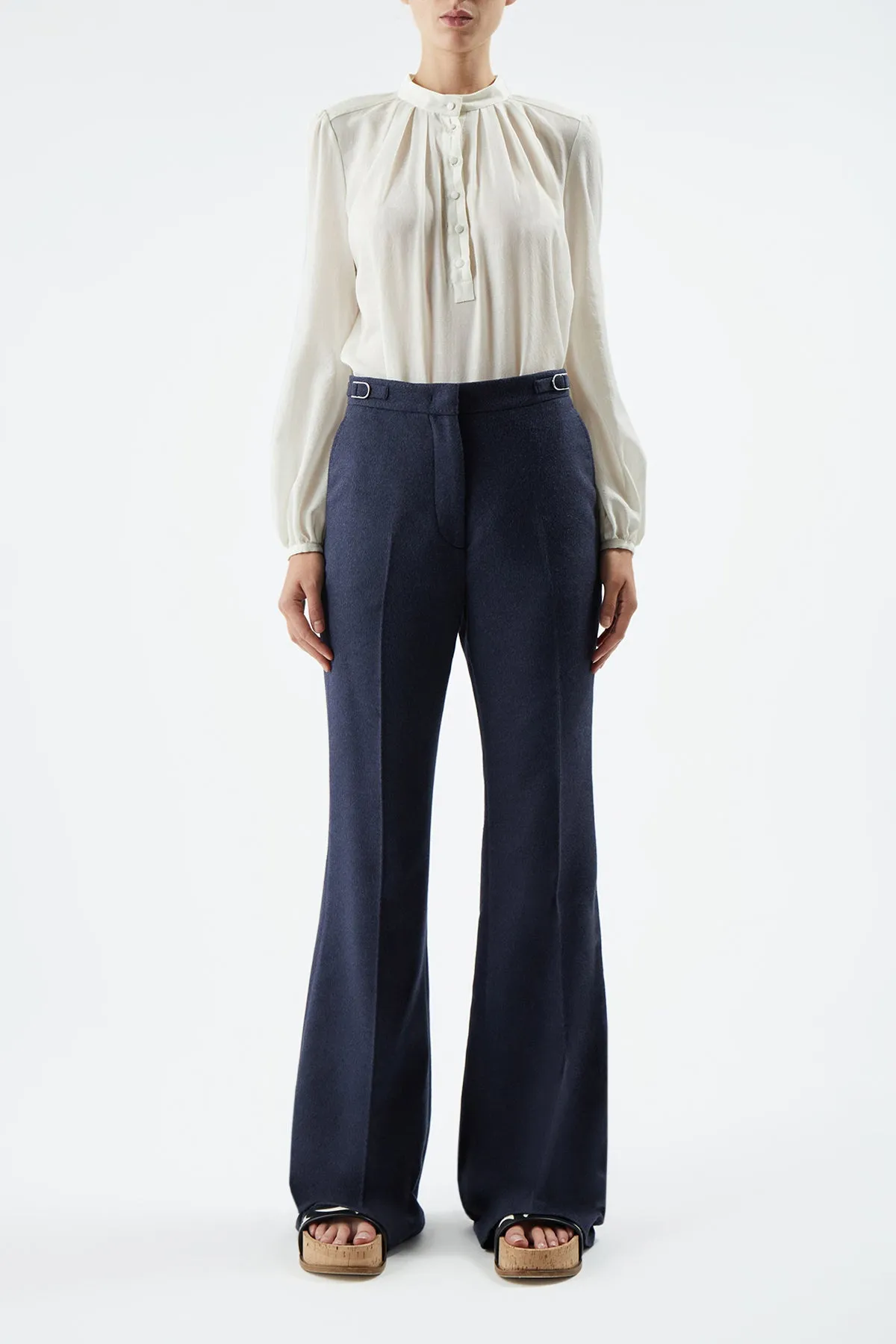 Jones Pant in Midnight Double-Face Winter Silk