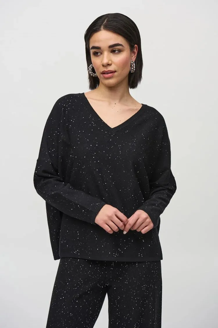 Joseph Ribkoff Sequined Sweater Knit Boxy Top