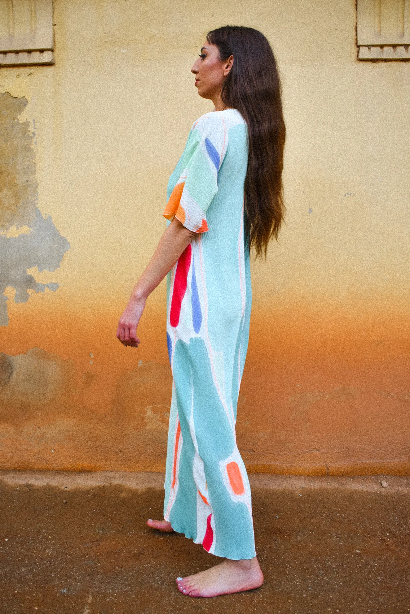 KAFTAN ABSTRACTO CON PESPUNTE