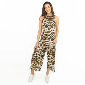 Karen Millen Leopard Print Wide Leg Sleeveless Jumpsuits