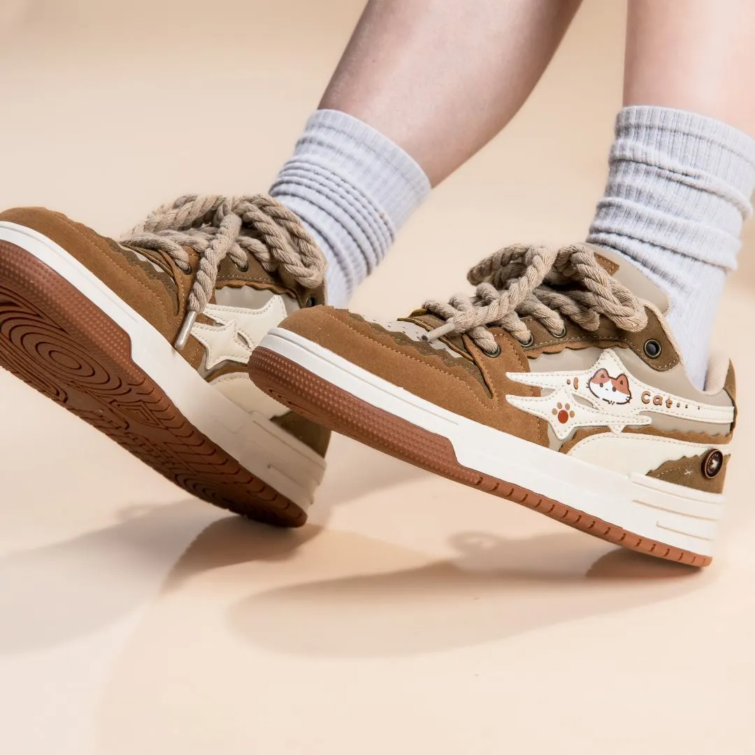 Kawaii Miao Kitty Chunky Brown Shoes - Unisex