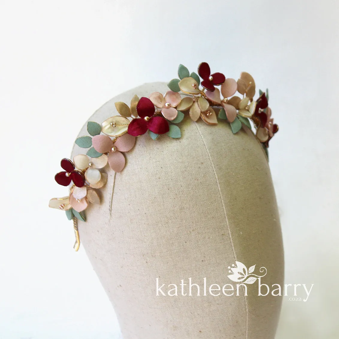 Lana Floral headband 3D fabric sculpted flowers - custom color options