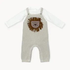 Lion Applique Overall Sweater Knit Set