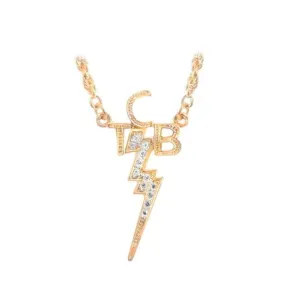 Lowell Hays Gold Plated Reduced Size Crystal TCB Necklace