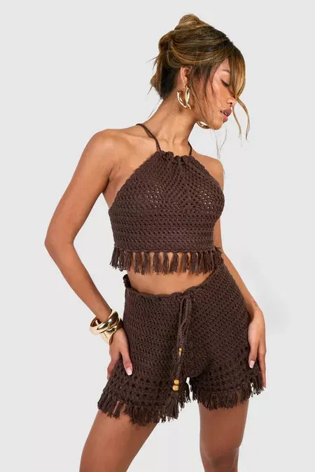 Luxe Crochet Tassel Top & Shorts Set