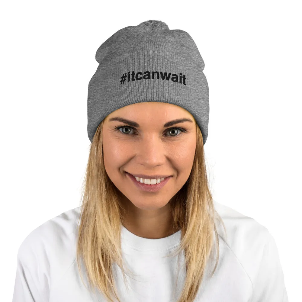 Margo's Collection - #itcanwait - Black Embroidery - Pom-Pom Beanie - Different hat colors available