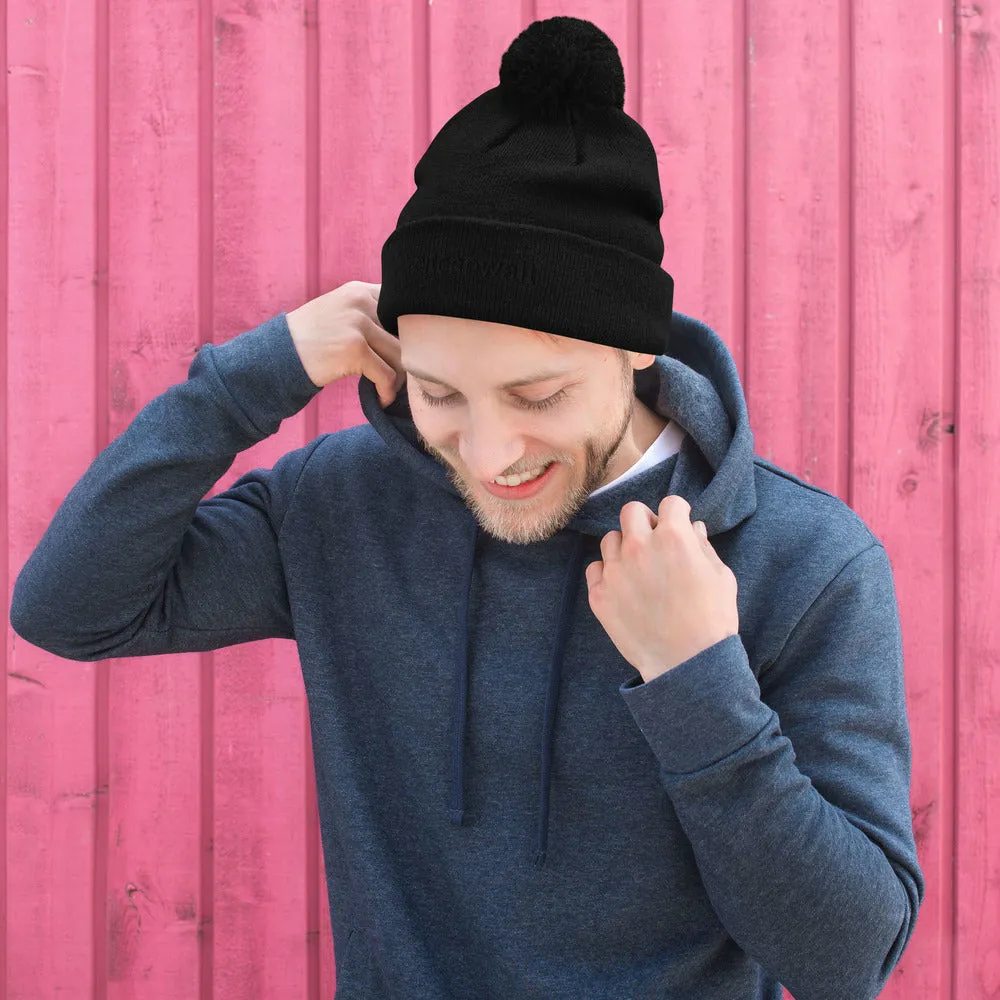 Margo's Collection - #itcanwait - Black Embroidery - Pom-Pom Beanie - Different hat colors available