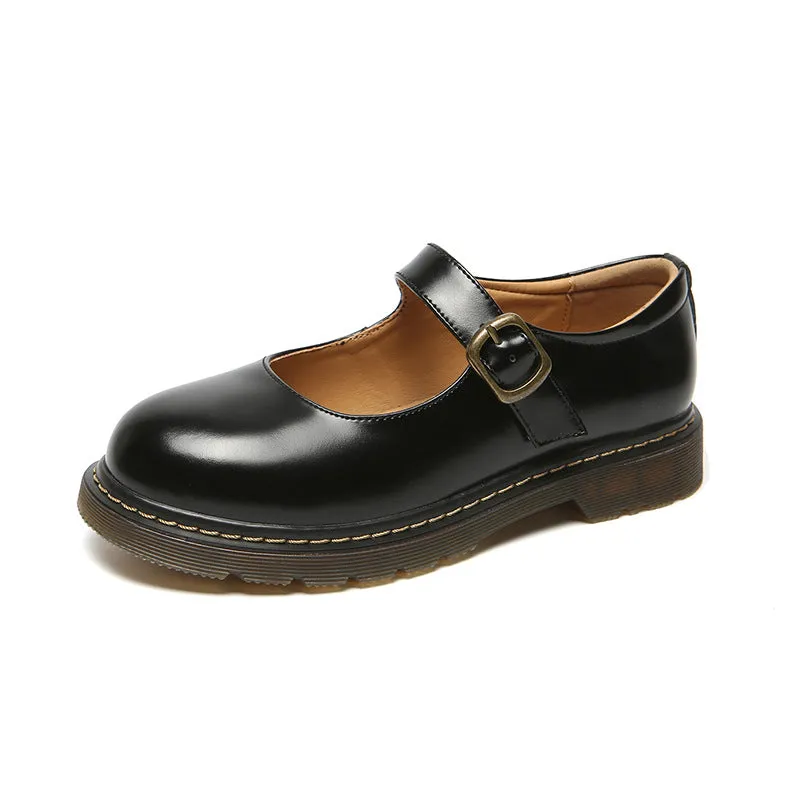 Mary Janes Shoes Women Leather Uniform Dress Shoes - Flats