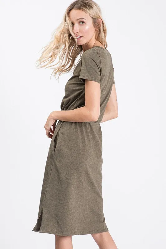 Melody Casual Midi Dress in Olive