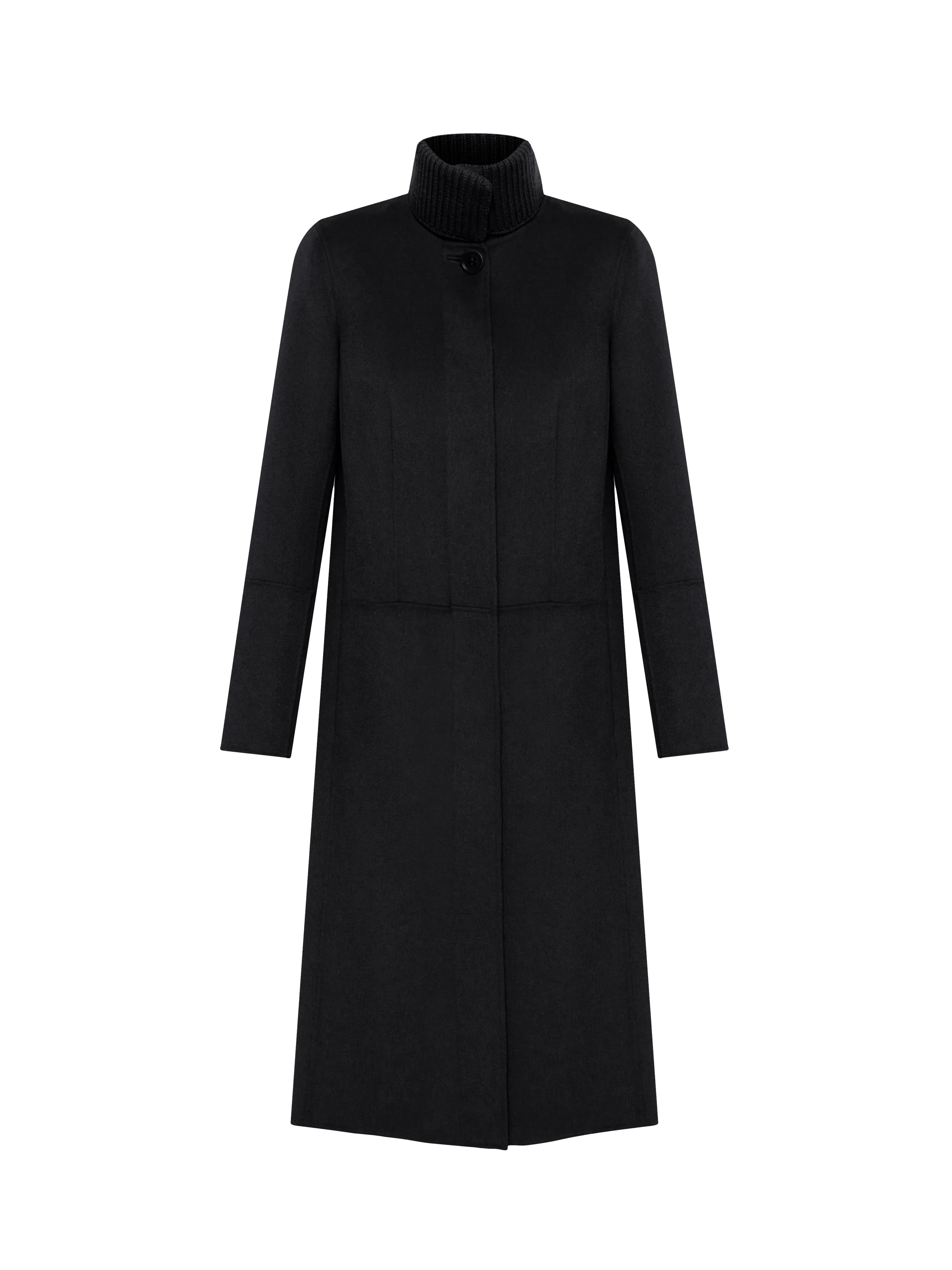 MIDI COAT W/ REMOVABLE KNIT COLLAR