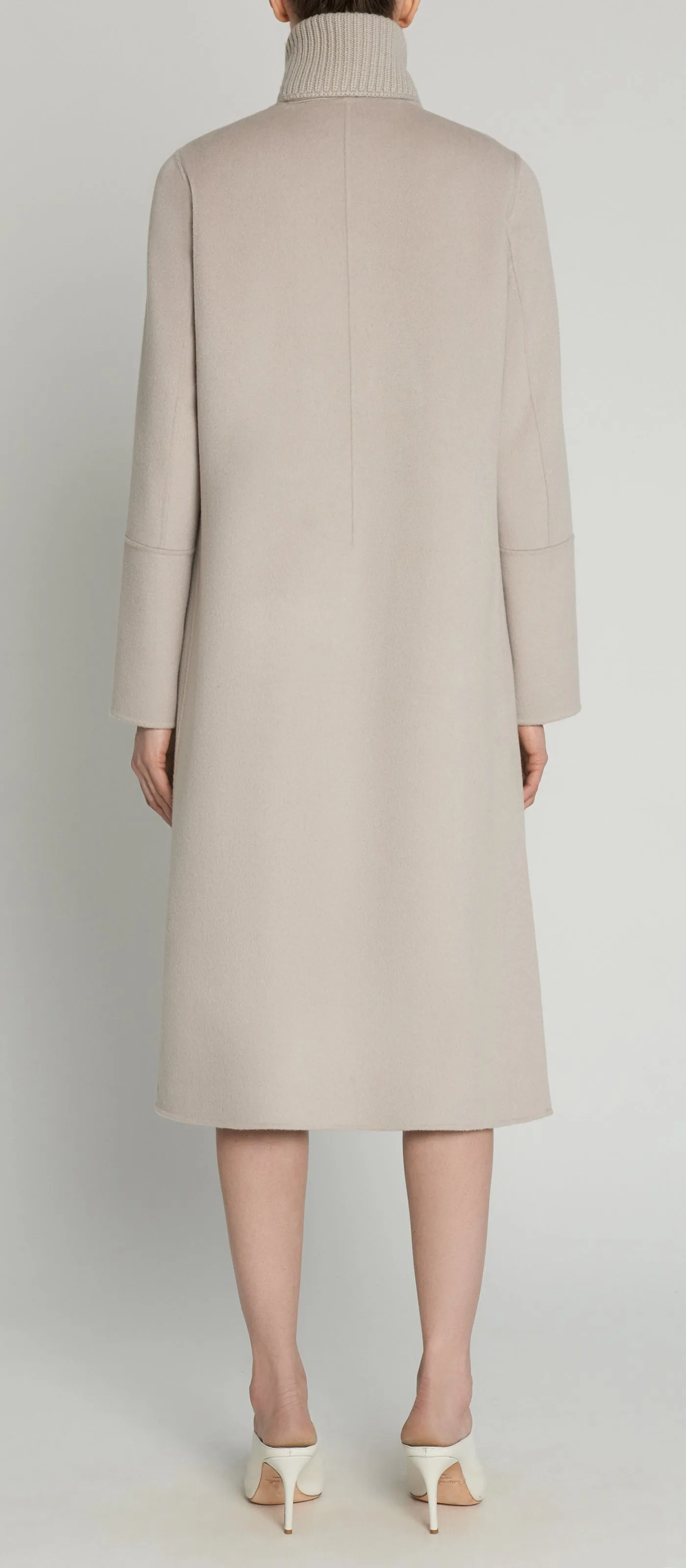 MIDI COAT W/ REMOVABLE KNIT COLLAR